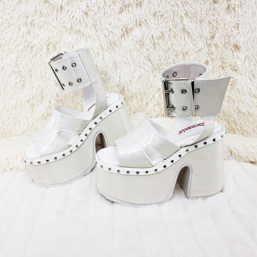 White Pearl Platform Sandals Goth Punk